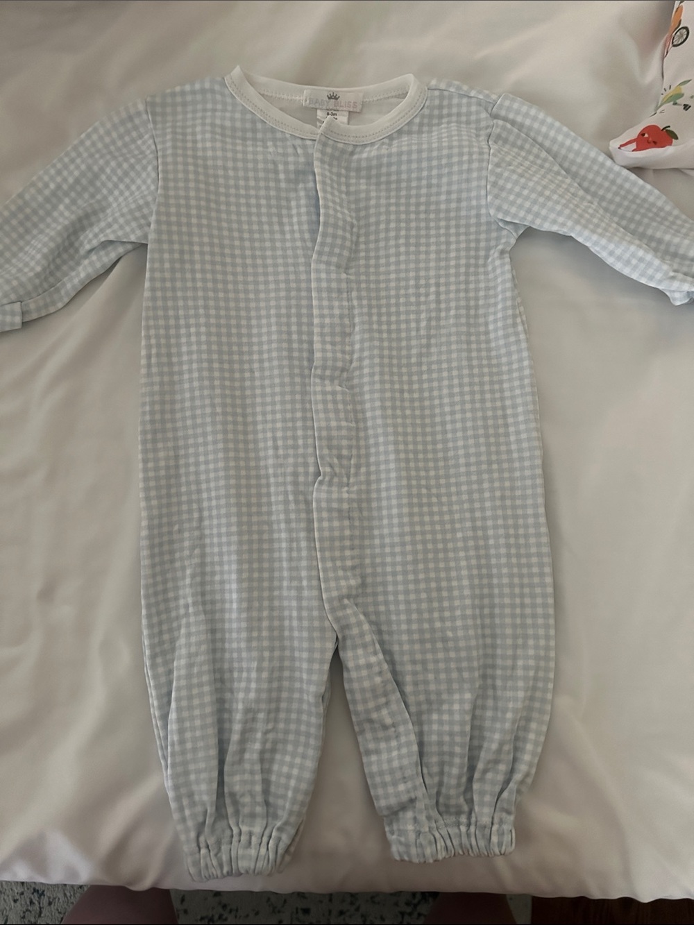 Light Blue Gingham Baby One-Piece Bodysuit